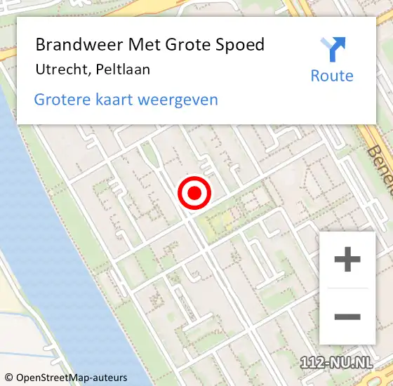 Locatie op kaart van de 112 melding: Brandweer Met Grote Spoed Naar Utrecht, Peltlaan op 21 april 2022 04:40