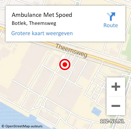 Locatie op kaart van de 112 melding: Ambulance Met Spoed Naar Botlek, Theemsweg op 21 april 2022 05:17