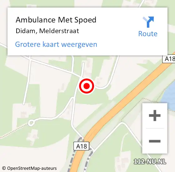Locatie op kaart van de 112 melding: Ambulance Met Spoed Naar Didam, Melderstraat op 21 april 2022 05:36