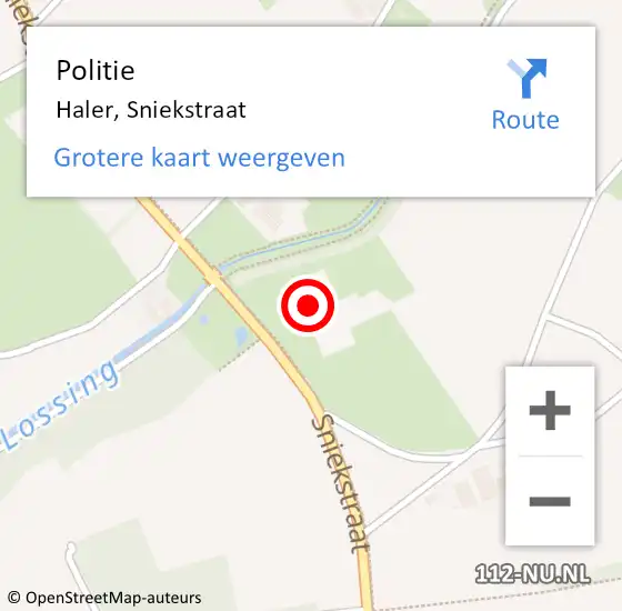 Locatie op kaart van de 112 melding: Politie Haler, Sniekstraat op 21 april 2022 05:46