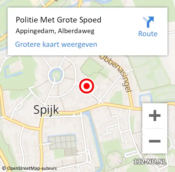 Locatie op kaart van de 112 melding: Politie Met Grote Spoed Naar Appingedam, Alberdaweg op 21 april 2022 07:06