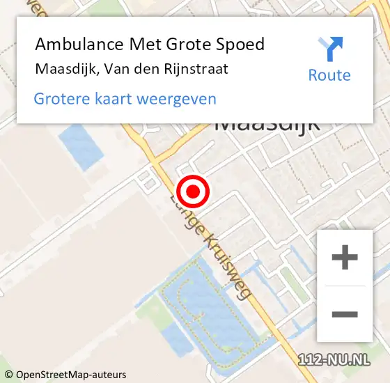 Locatie op kaart van de 112 melding: Ambulance Met Grote Spoed Naar Maasdijk, Van den Rijnstraat op 21 april 2022 07:36