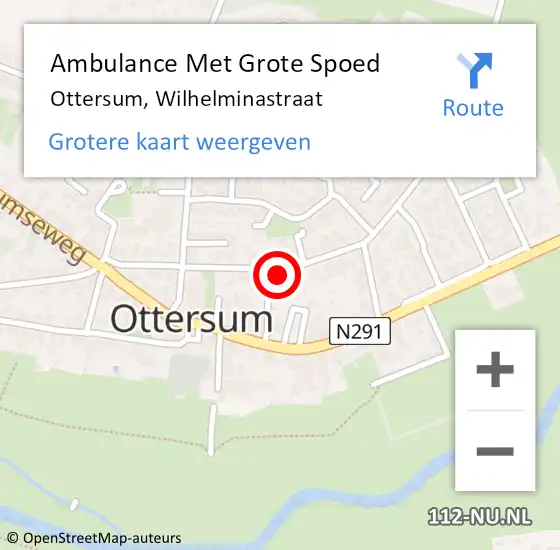 Locatie op kaart van de 112 melding: Ambulance Met Grote Spoed Naar Ottersum, Wilhelminastraat op 21 april 2022 07:41