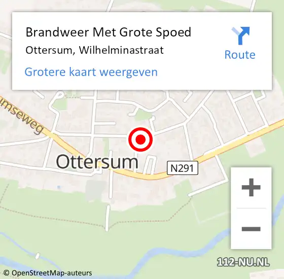 Locatie op kaart van de 112 melding: Brandweer Met Grote Spoed Naar Ottersum, Wilhelminastraat op 21 april 2022 07:43