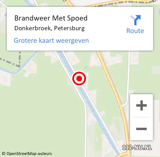Locatie op kaart van de 112 melding: Brandweer Met Spoed Naar Donkerbroek, Petersburg op 21 april 2022 07:48