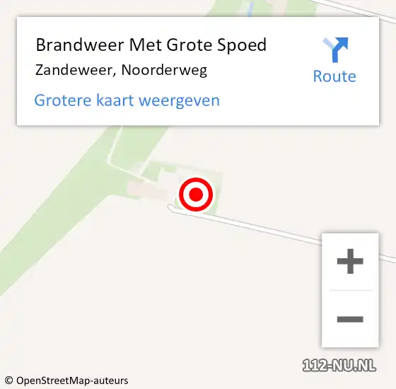 Locatie op kaart van de 112 melding: Brandweer Met Grote Spoed Naar Zandeweer, Noorderweg op 21 april 2022 08:04