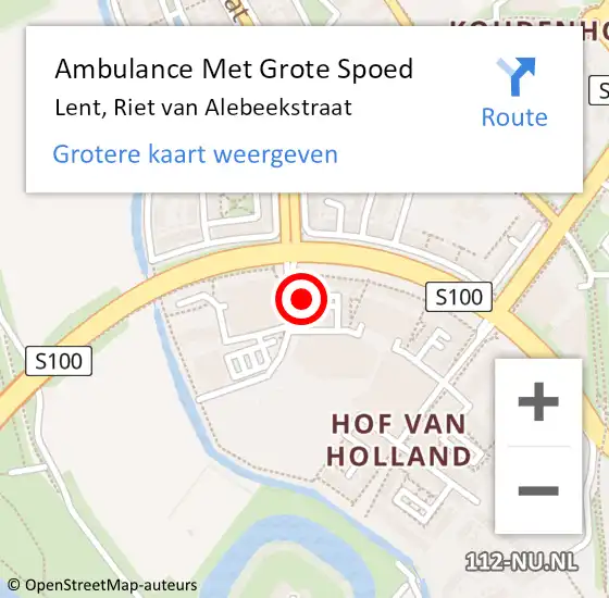 Locatie op kaart van de 112 melding: Ambulance Met Grote Spoed Naar Lent, Riet van Alebeekstraat op 21 april 2022 08:09