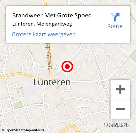 Locatie op kaart van de 112 melding: Brandweer Met Grote Spoed Naar Lunteren, Molenparkweg op 21 april 2022 08:16