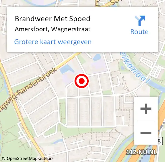 Locatie op kaart van de 112 melding: Brandweer Met Spoed Naar Amersfoort, Wagnerstraat op 21 april 2022 08:21