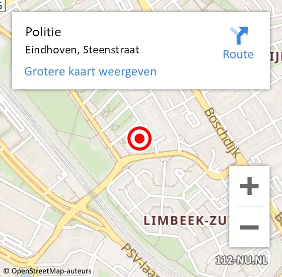 Locatie op kaart van de 112 melding: Politie Eindhoven, Steenstraat op 21 april 2022 08:32
