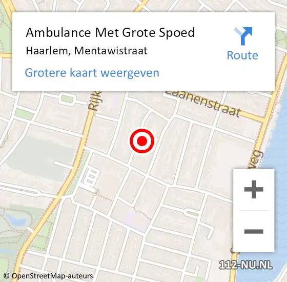 Locatie op kaart van de 112 melding: Ambulance Met Grote Spoed Naar Haarlem, Mentawistraat op 21 april 2022 08:35