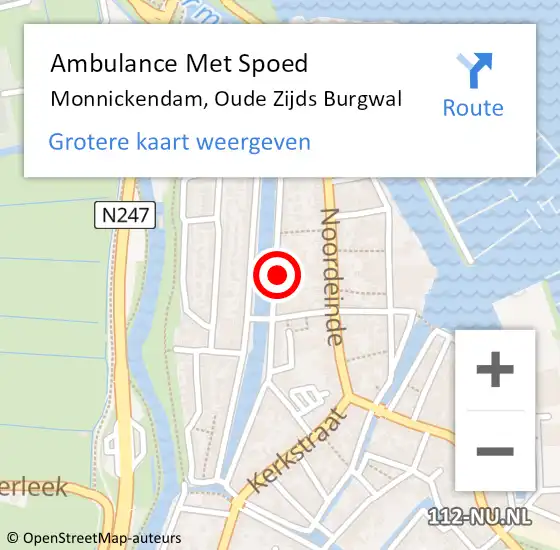 Locatie op kaart van de 112 melding: Ambulance Met Spoed Naar Monnickendam, Oude Zijds Burgwal op 21 april 2022 08:40