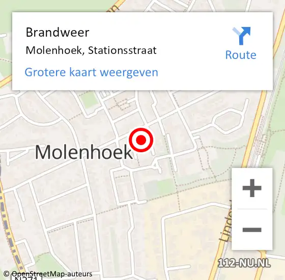 Locatie op kaart van de 112 melding: Brandweer Molenhoek, Stationsstraat op 15 juli 2014 05:01