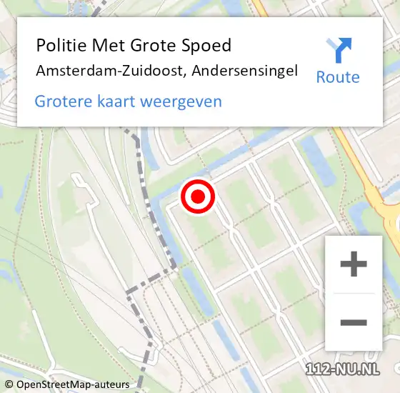 Locatie op kaart van de 112 melding: Politie Met Grote Spoed Naar Amsterdam-Zuidoost, Andersensingel op 21 april 2022 09:18