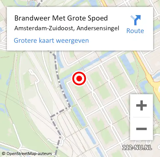 Locatie op kaart van de 112 melding: Brandweer Met Grote Spoed Naar Amsterdam-Zuidoost, Andersensingel op 21 april 2022 09:19