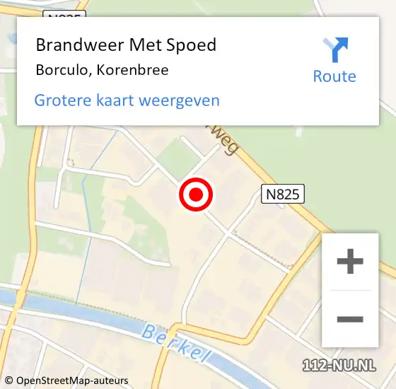 Locatie op kaart van de 112 melding: Brandweer Met Spoed Naar Borculo, Korenbree op 21 april 2022 09:19