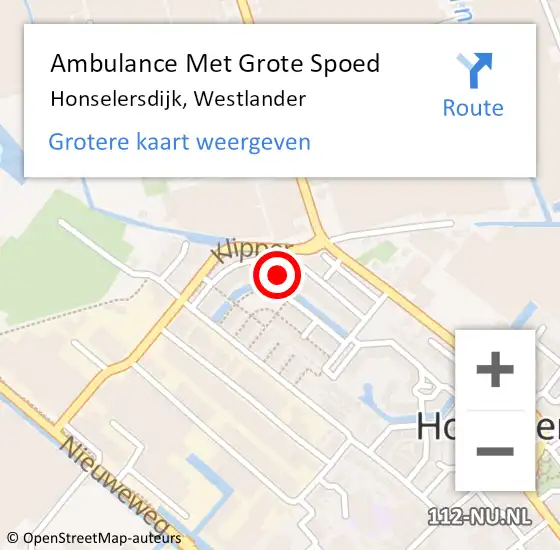 Locatie op kaart van de 112 melding: Ambulance Met Grote Spoed Naar Honselersdijk, Westlander op 21 april 2022 09:20