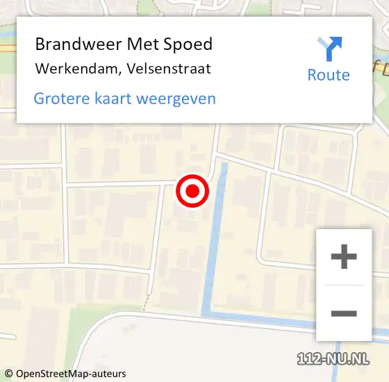 Locatie op kaart van de 112 melding: Brandweer Met Spoed Naar Werkendam, Velsenstraat op 21 april 2022 09:27