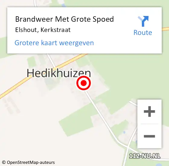 Locatie op kaart van de 112 melding: Brandweer Met Grote Spoed Naar Elshout, Kerkstraat op 21 april 2022 09:30