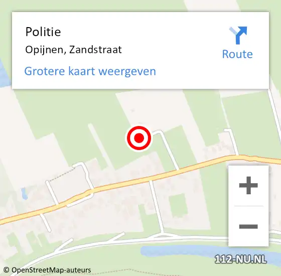Locatie op kaart van de 112 melding: Politie Opijnen, Zandstraat op 21 april 2022 10:28