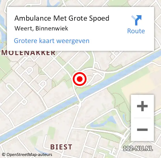 Locatie op kaart van de 112 melding: Ambulance Met Grote Spoed Naar Weert, Binnenwiek op 21 april 2022 10:43