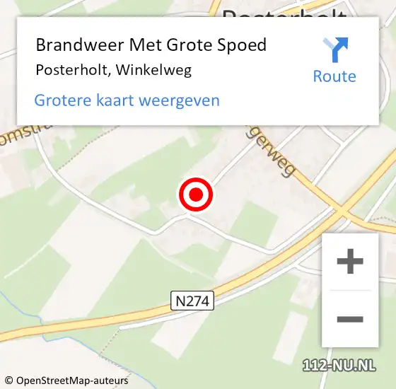 Locatie op kaart van de 112 melding: Brandweer Met Grote Spoed Naar Posterholt, Winkelweg op 21 april 2022 11:02