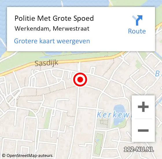 Locatie op kaart van de 112 melding: Politie Met Grote Spoed Naar Werkendam, Merwestraat op 21 april 2022 11:07