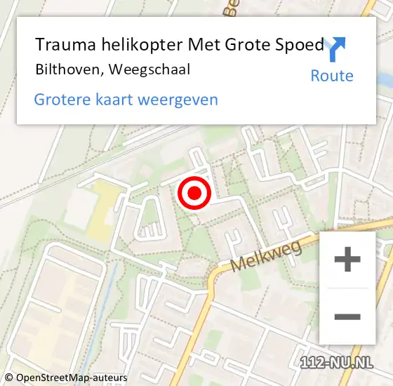 Locatie op kaart van de 112 melding: Trauma helikopter Met Grote Spoed Naar Bilthoven, Weegschaal op 21 april 2022 11:22