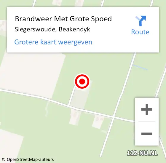 Locatie op kaart van de 112 melding: Brandweer Met Grote Spoed Naar Siegerswoude, Beakendyk op 21 april 2022 11:26