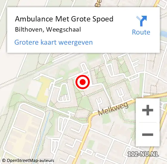 Locatie op kaart van de 112 melding: Ambulance Met Grote Spoed Naar Bilthoven, Weegschaal op 21 april 2022 11:29