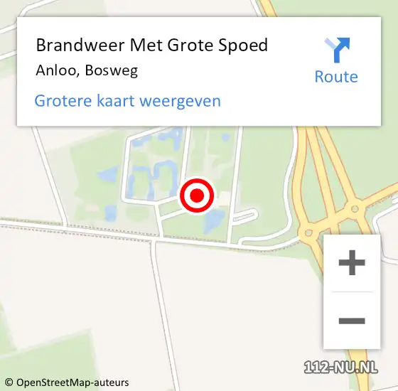 Locatie op kaart van de 112 melding: Brandweer Met Grote Spoed Naar Anloo, Bosweg op 21 april 2022 11:31