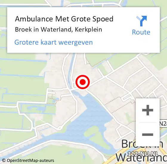 Locatie op kaart van de 112 melding: Ambulance Met Grote Spoed Naar Broek in Waterland, Kerkplein op 21 april 2022 11:35