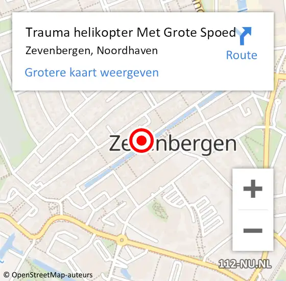 Locatie op kaart van de 112 melding: Trauma helikopter Met Grote Spoed Naar Zevenbergen, Noordhaven op 21 april 2022 11:47