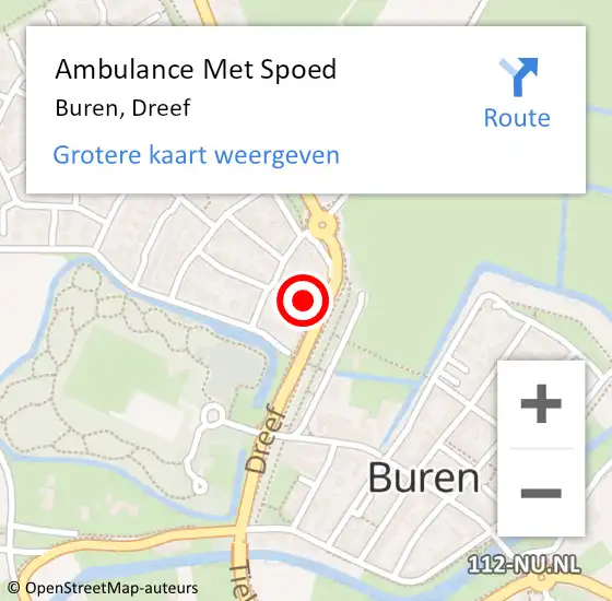 Locatie op kaart van de 112 melding: Ambulance Met Spoed Naar Buren, Dreef op 21 april 2022 12:07
