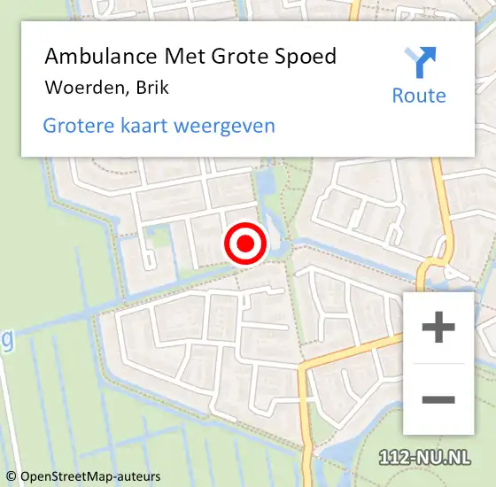 Locatie op kaart van de 112 melding: Ambulance Met Grote Spoed Naar Woerden, Brik op 21 april 2022 12:10