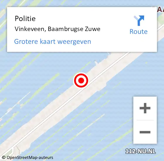 Locatie op kaart van de 112 melding: Politie Vinkeveen, Baambrugse Zuwe op 21 april 2022 12:12