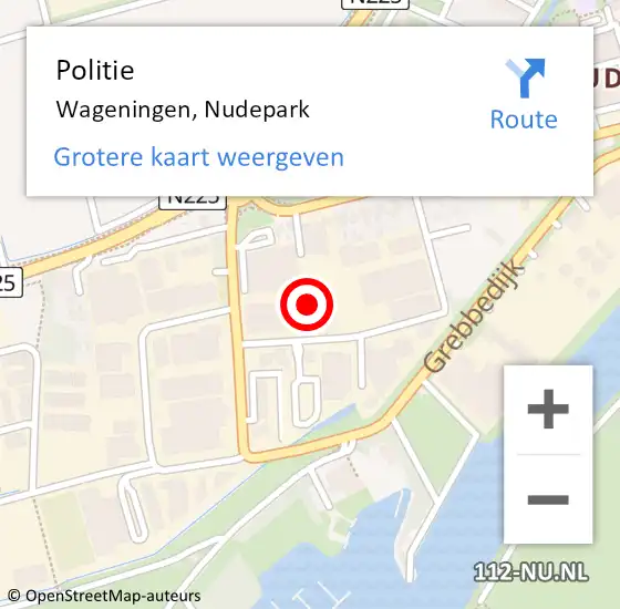 Locatie op kaart van de 112 melding: Politie Wageningen, Nudepark op 21 april 2022 12:22