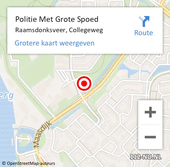 Locatie op kaart van de 112 melding: Politie Met Grote Spoed Naar Raamsdonksveer, Collegeweg op 21 april 2022 12:45