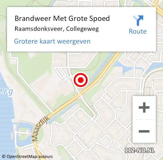 Locatie op kaart van de 112 melding: Brandweer Met Grote Spoed Naar Raamsdonksveer, Collegeweg op 21 april 2022 12:46