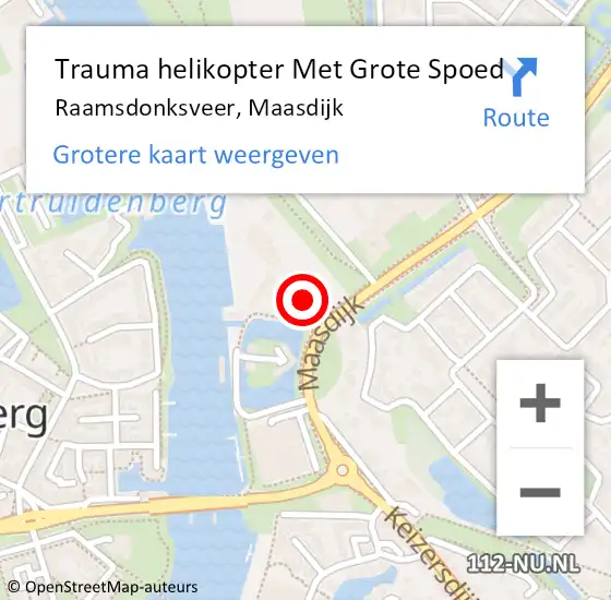 Locatie op kaart van de 112 melding: Trauma helikopter Met Grote Spoed Naar Raamsdonksveer, Maasdijk op 21 april 2022 12:47