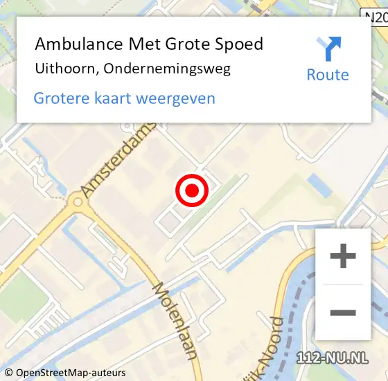 Locatie op kaart van de 112 melding: Ambulance Met Grote Spoed Naar Uithoorn, Ondernemingsweg op 21 april 2022 12:50