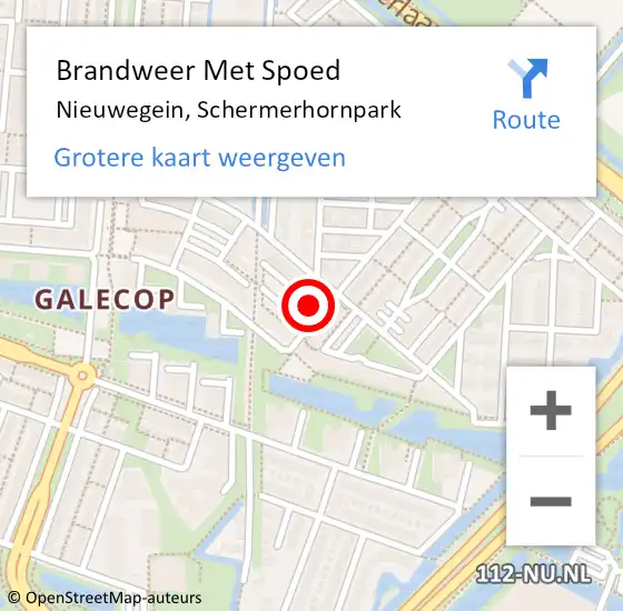 Locatie op kaart van de 112 melding: Brandweer Met Spoed Naar Nieuwegein, Schermerhornpark op 21 april 2022 12:53