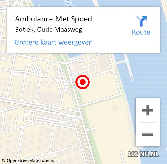 Locatie op kaart van de 112 melding: Ambulance Met Spoed Naar Botlek, Oude Maasweg op 21 april 2022 13:11