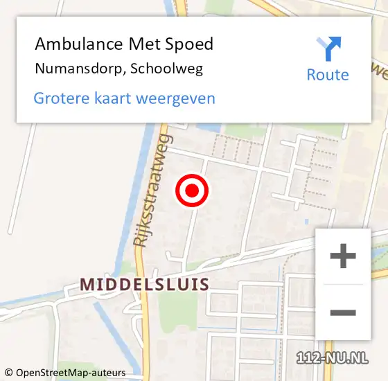 Locatie op kaart van de 112 melding: Ambulance Met Spoed Naar Numansdorp, Schoolweg op 21 april 2022 13:16