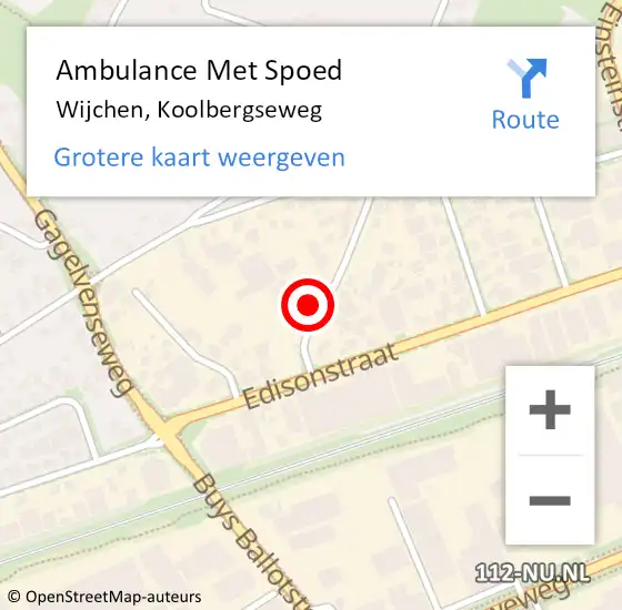 Locatie op kaart van de 112 melding: Ambulance Met Spoed Naar Wijchen, Koolbergseweg op 21 april 2022 13:19