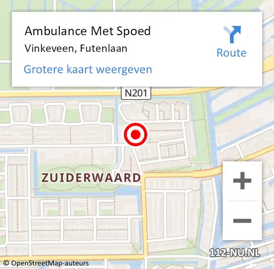 Locatie op kaart van de 112 melding: Ambulance Met Spoed Naar Vinkeveen, Futenlaan op 21 april 2022 13:29