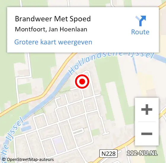 Locatie op kaart van de 112 melding: Brandweer Met Spoed Naar Montfoort, Jan Hoenlaan op 21 april 2022 13:43