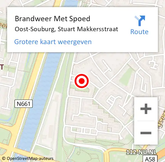 Locatie op kaart van de 112 melding: Brandweer Met Spoed Naar Oost-Souburg, Stuart Makkersstraat op 21 april 2022 14:00