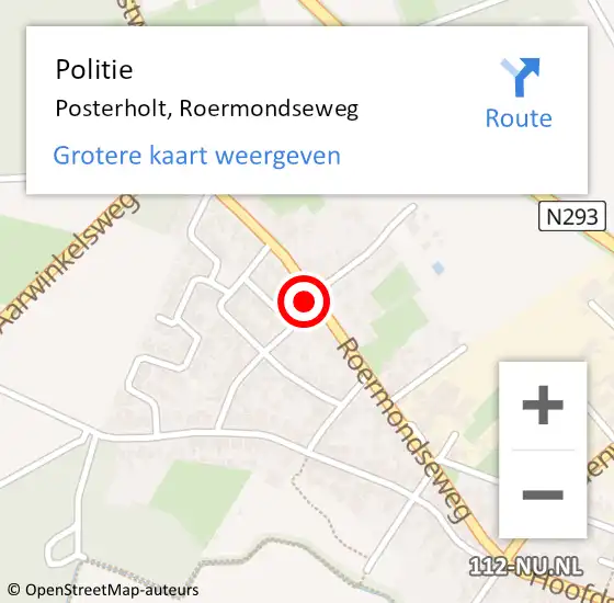 Locatie op kaart van de 112 melding: Politie Posterholt, Roermondseweg op 21 april 2022 14:28