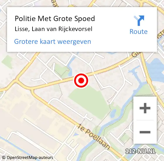 Locatie op kaart van de 112 melding: Politie Met Grote Spoed Naar Lisse, Laan van Rijckevorsel op 21 april 2022 14:36